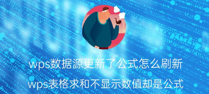 wps数据源更新了公式怎么刷新 wps表格求和不显示数值却是公式？